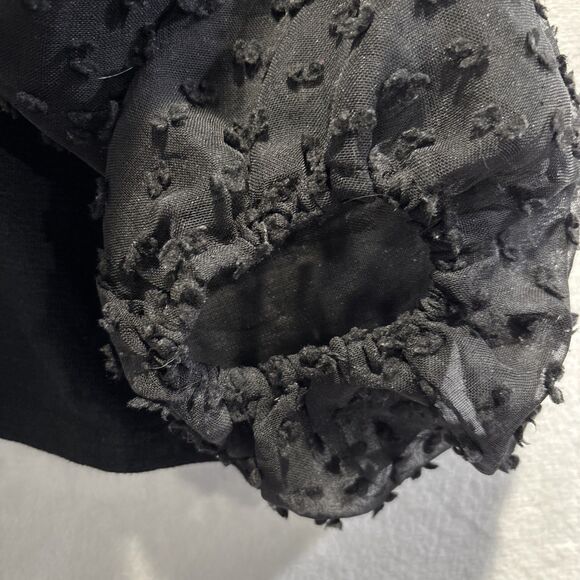 Maeve by Anthropologie Top Women 2X Black Textured Sheer Puff Sleeve Relaxed Fit - Picture 11 of 16